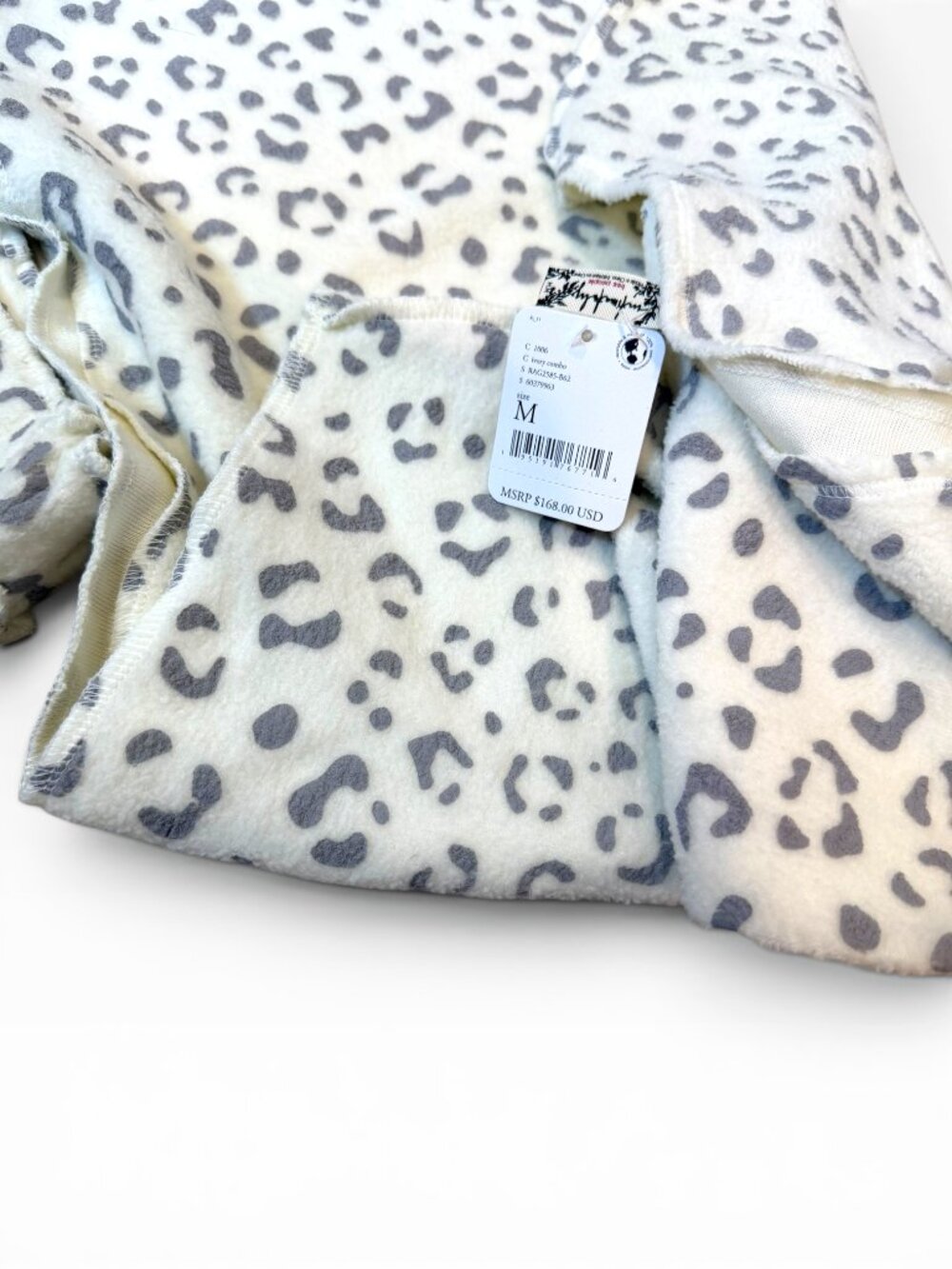 FREE PEOPLE Intimates Rain Check Animal Print Lounge Set M Ivory Combo $168 - Picture 6 of 7